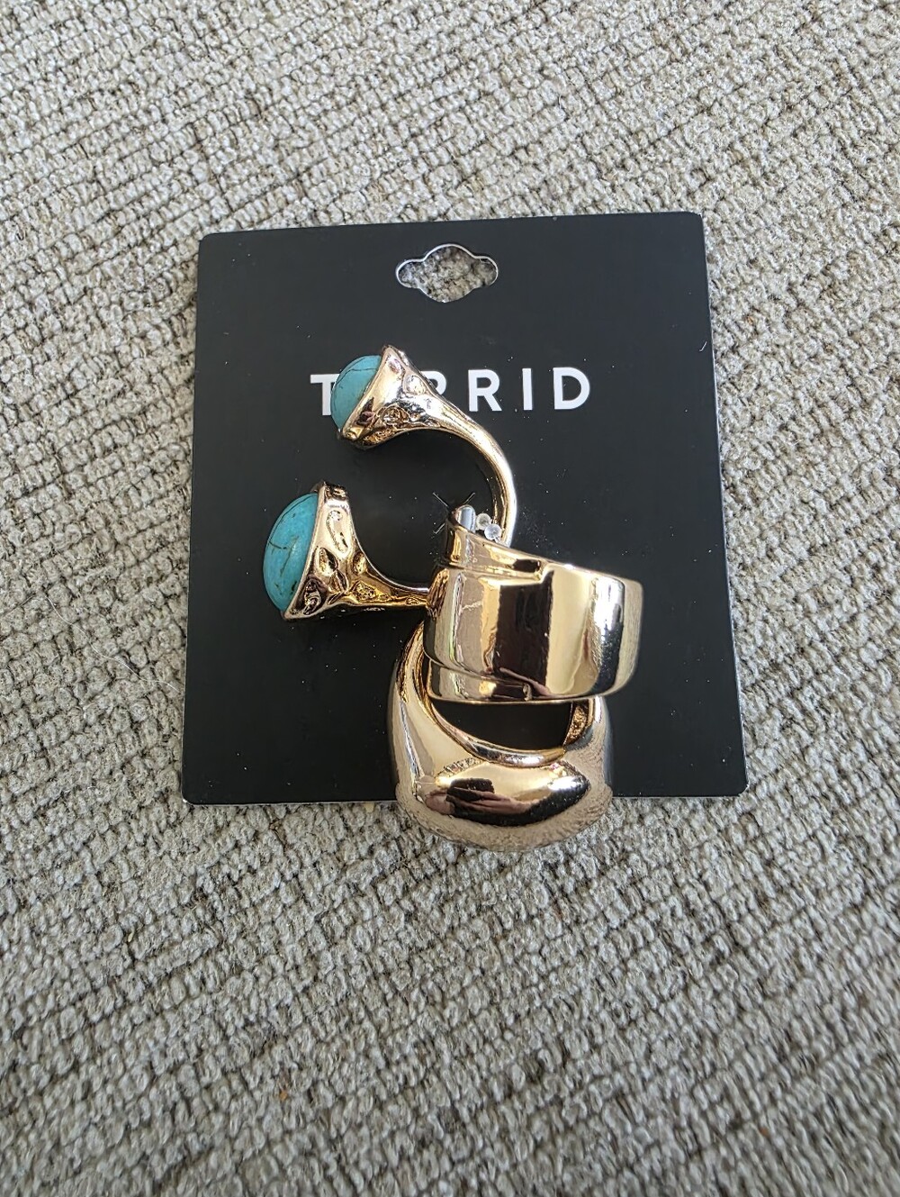 NEW Torrid Gold and Turquoise Statement Ring Set